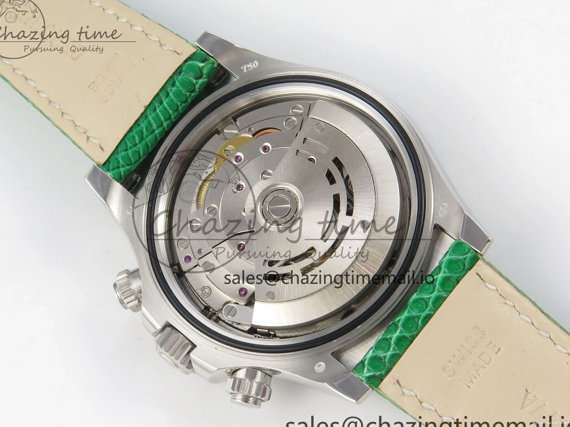 Good Copy Rolex Watches Diamonds Green MPF 40mm Bezel Green Leather 326 Custom Strap Dial FreshLook Modded Daytona on SA 0110